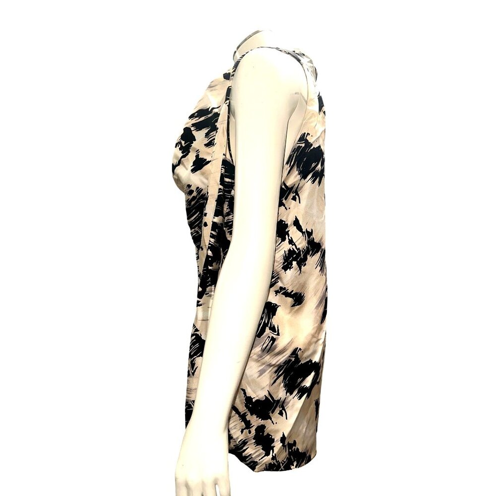 Cynthia Rowley XL Black White Abstract Print Silk Sleeveless Cowl Neck Blouse NW - Picture 3 of 9